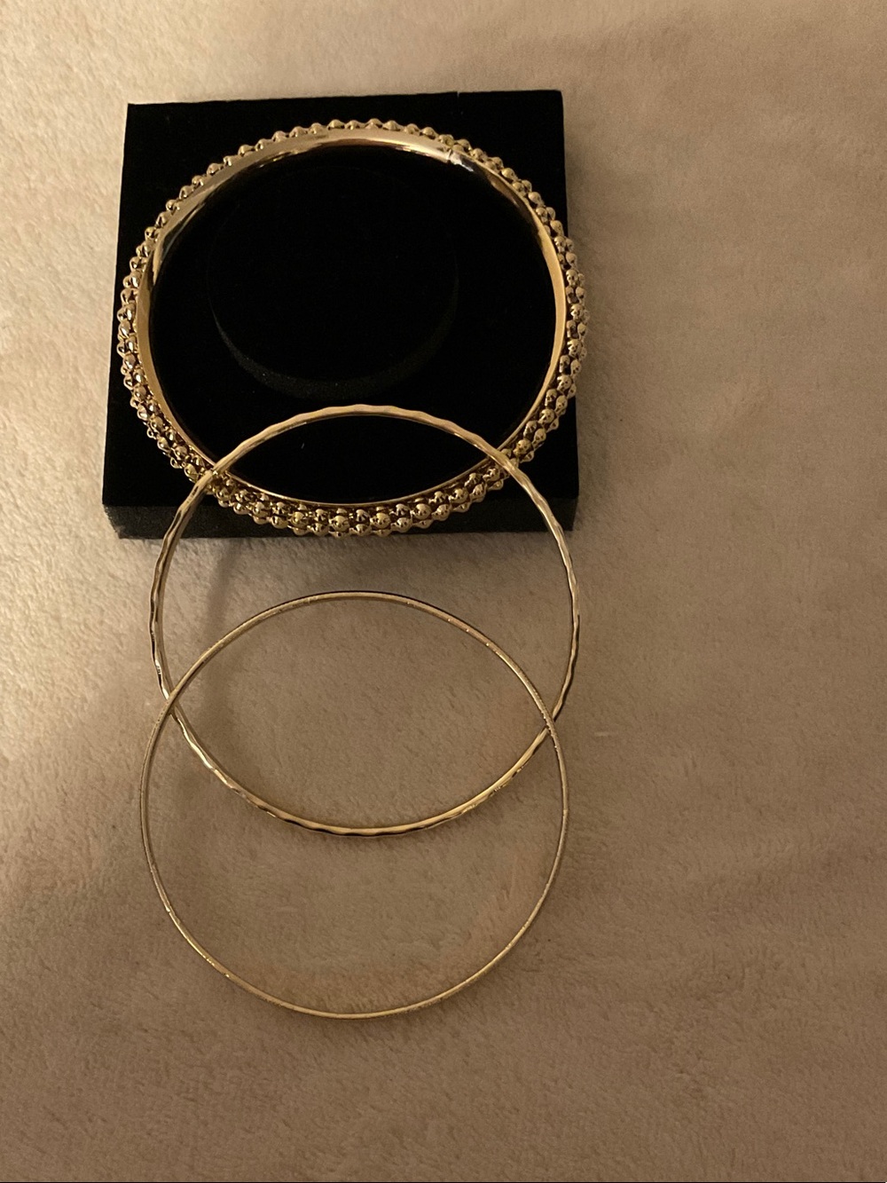 Classic Gold-Tone Women's Bangle Bracelet Set - 3 Piece Stackable